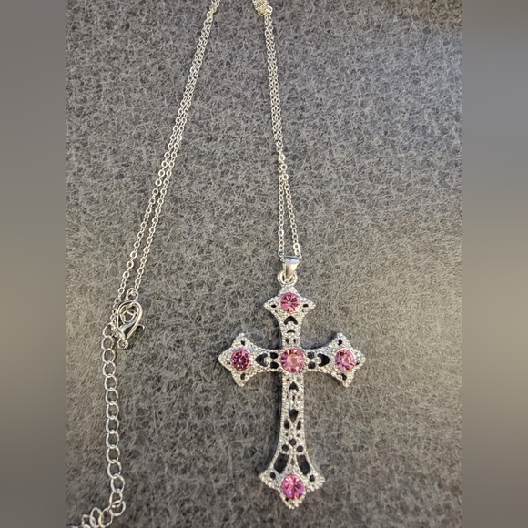 Elegant Sparkle Pink  Cross Necklace - Picture 6 of 6